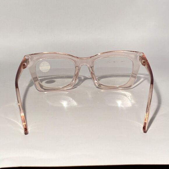 1290 Gretchen Reading Glasses 1.5 Square Clear Pink Frames Oversize NWT - Picture 5 of 9